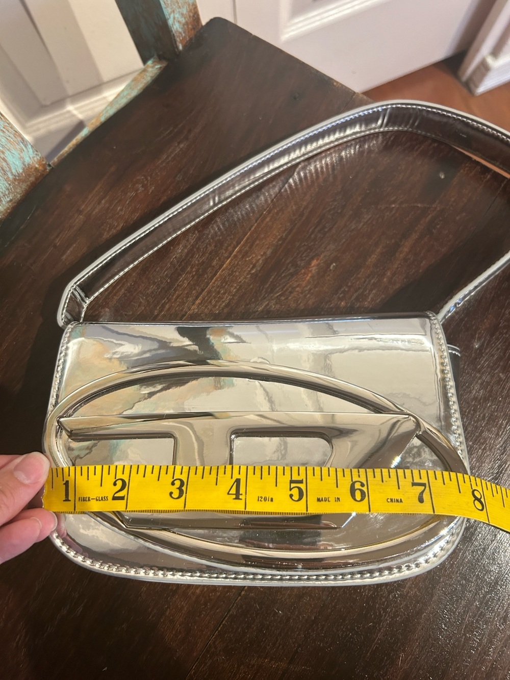 Diesel Silver Mirrored Leather Shoulder Bag - Picture 5 of 13
